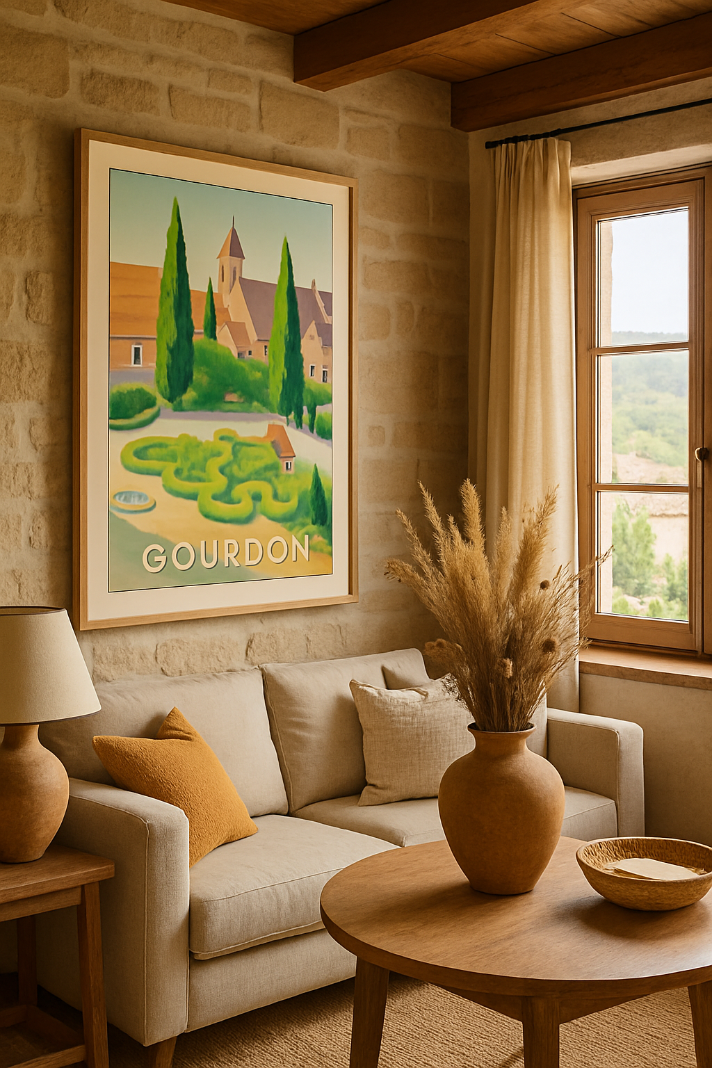 Affiche Gourdon — Charme et sérénité au cœur du jardin provençal · poster d'art de Gourdon