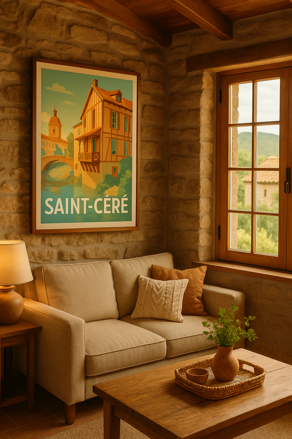 Affiche Saint-Céré — Charme et Sérénité au Bord de l'Eau · poster d'art de Saint-Céré
