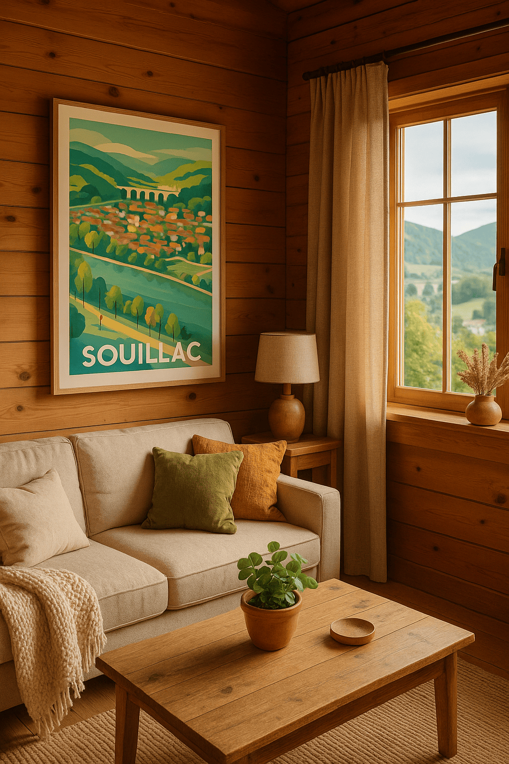 Affiche Souillac — Charme et douceur au bord de la rivière · poster d'art de Souillac