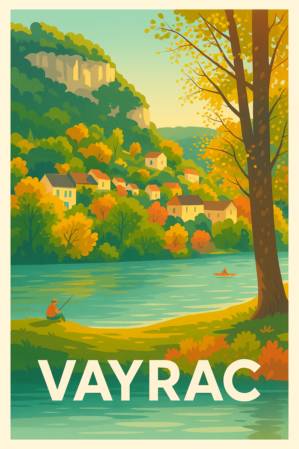 Lot France Affiche de Vayrac - Harmonie paisible au bord de l'eau