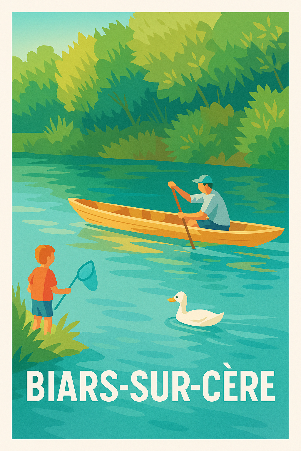 Lot France Pas de Cadre / 20 × 30cm Affiche de Biars-sur-Cère - Sérénité et nature au fil de l'eau