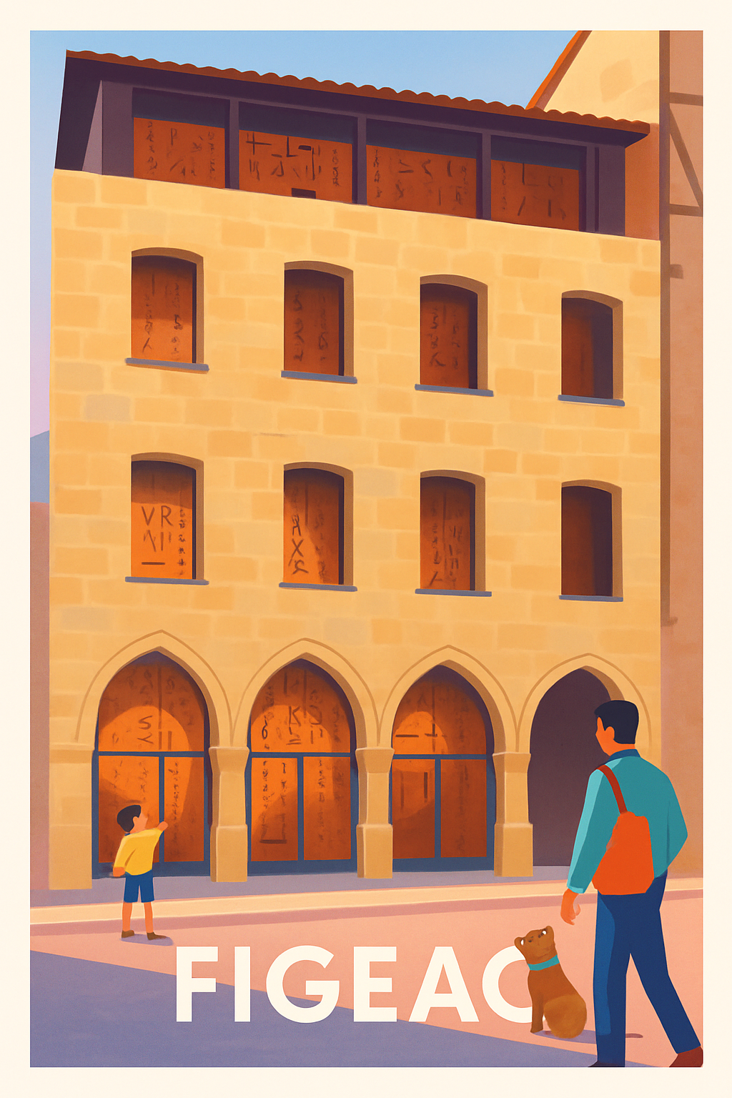 Lot France Pas de Cadre / 20 × 30cm Affiche de Figeac - Une plongée au cœur de l'histoire médiévale