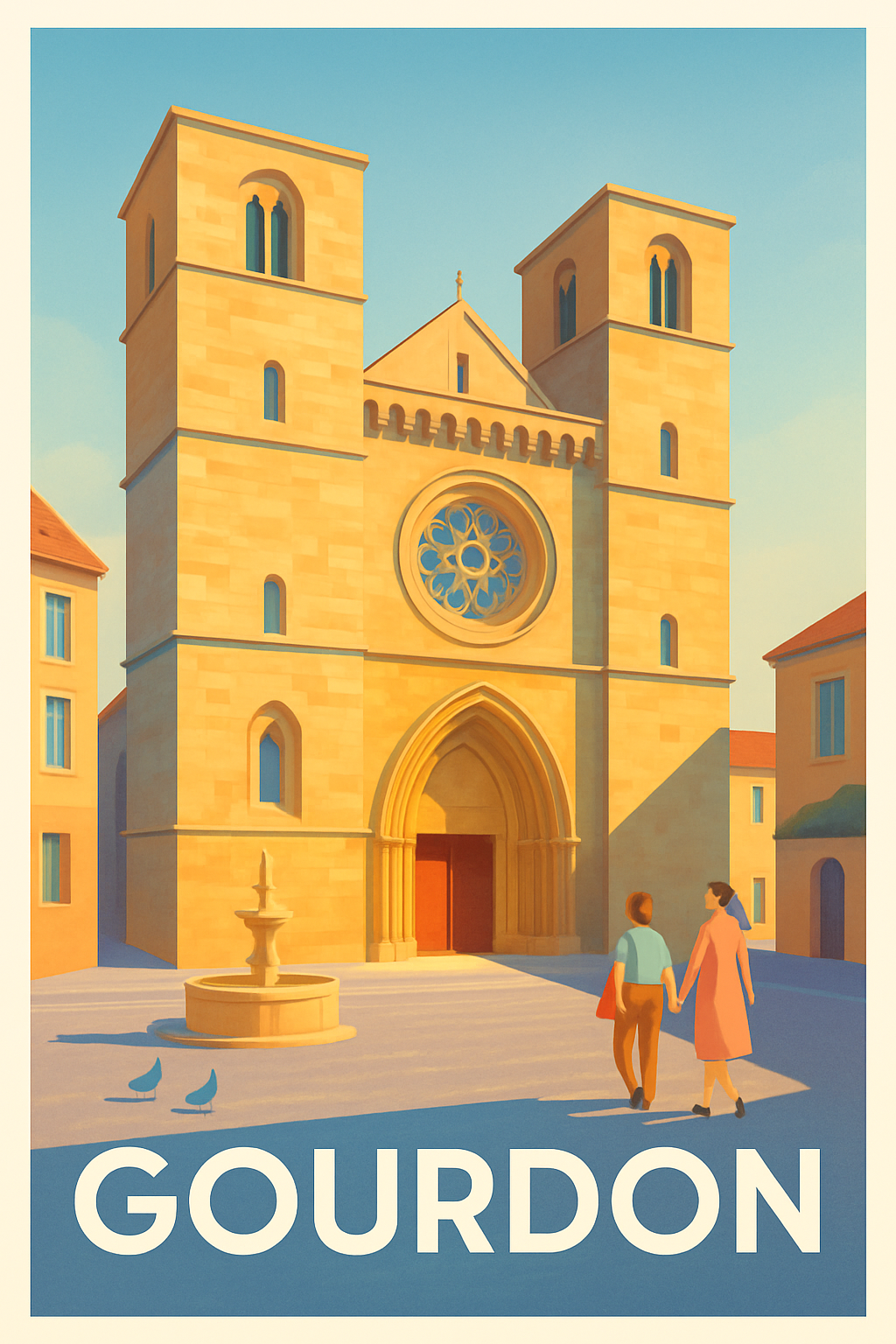 Lot France Pas de Cadre / 20 × 30cm Affiche de Gourdon - L'élégance intemporelle de la vieille ville