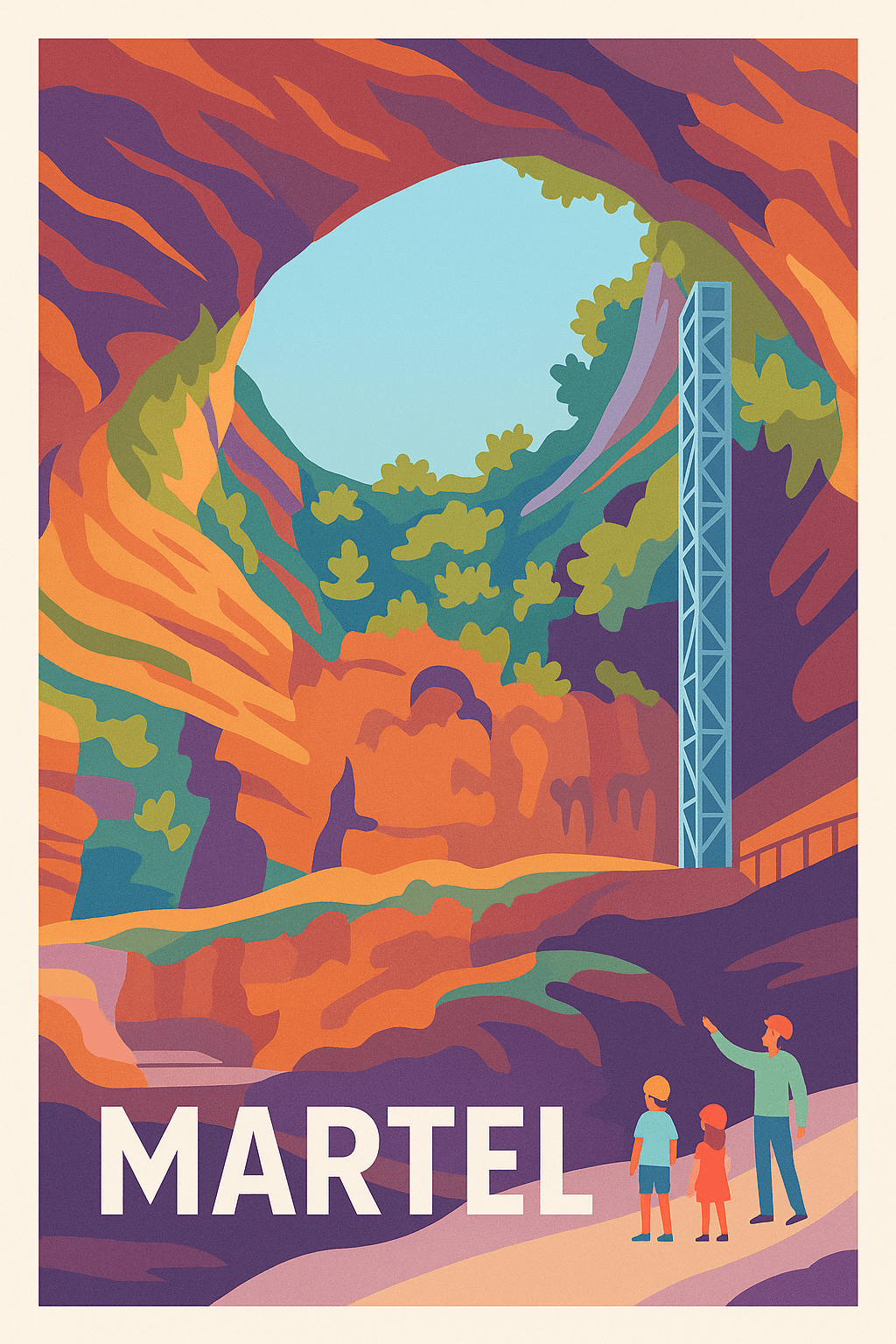 Lot France Pas de Cadre / 20 × 30cm Affiche de Martel - Exploration spectaculaire des Grottes naturelles