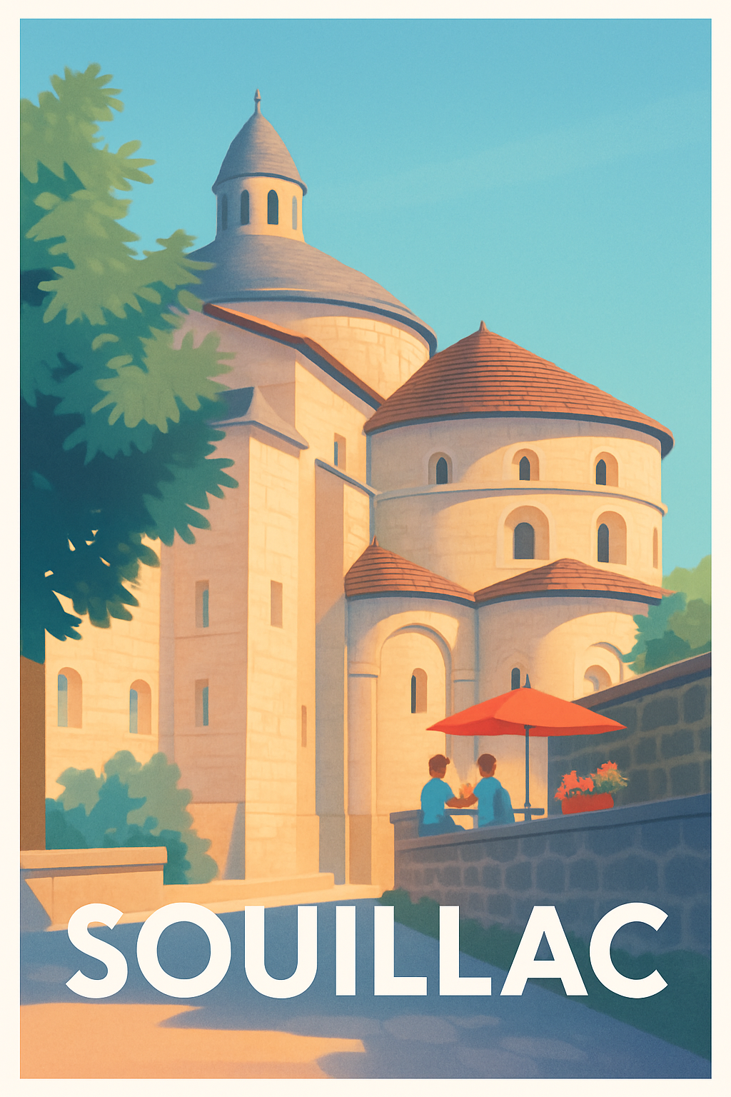 Lot France Pas de Cadre / 20 × 30cm Affiche de Souillac - Charme et lumière d'un joyau médiéval