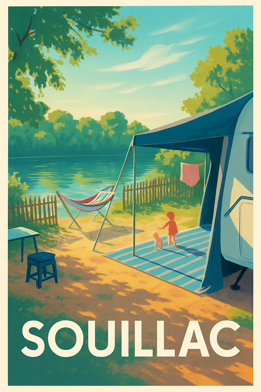 Lot France Pas de Cadre / 20 × 30cm Affiche de Souillac - Douceur et quiétude au bord de l'eau