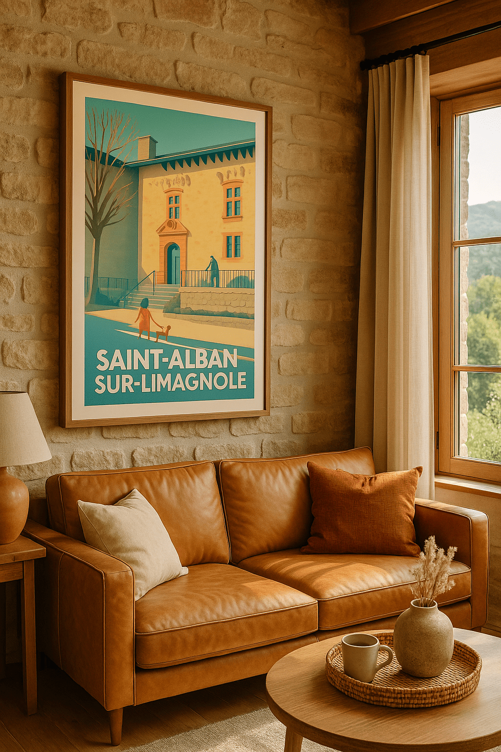 Lozère France Affiche de Saint-Alban-sur-Limagnole - Ambiance paisible et architecturale