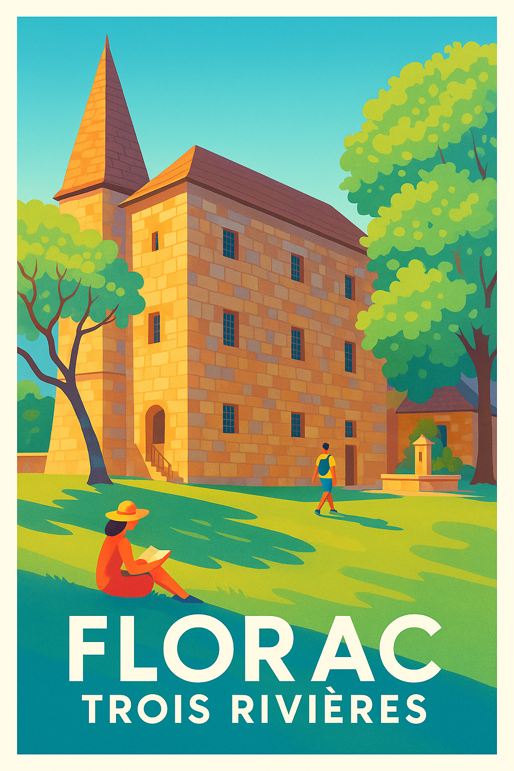 Lozère France Pas de Cadre / 20 × 30cm Affiche de Florac - Charme et sérénité aux Trois Rivières