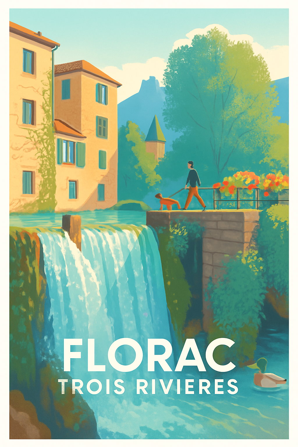 Lozère France Pas de Cadre / 20 × 30cm Affiche de Florac - Charme naturel entre Trois Rivières