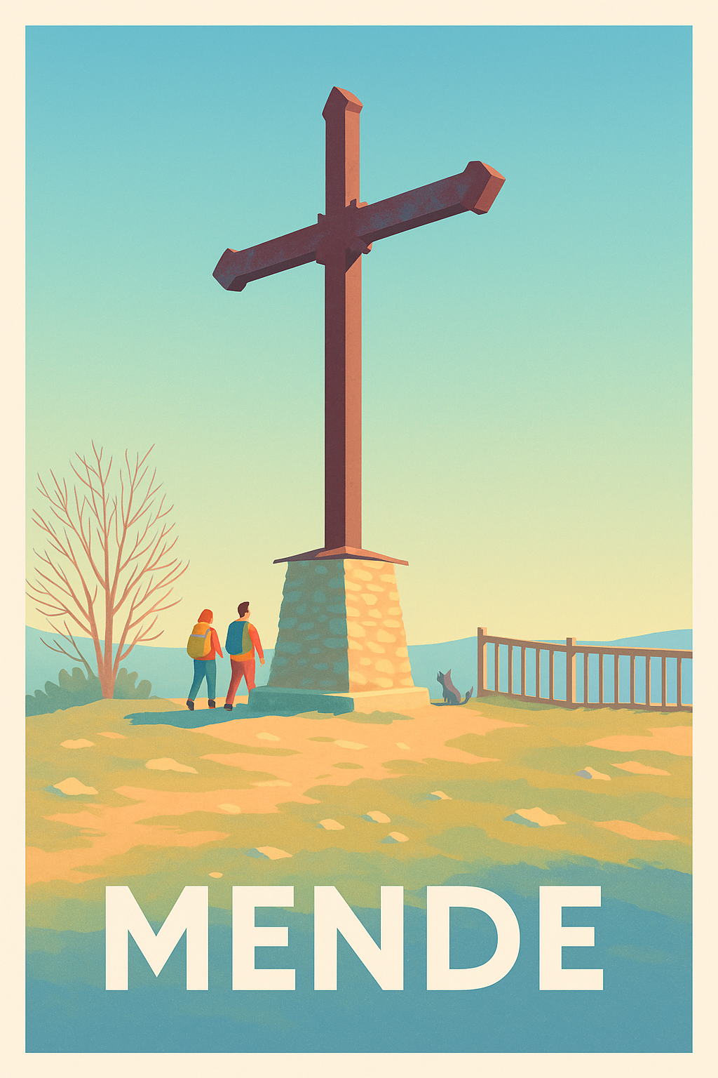 Lozère France Pas de Cadre / 20 × 30cm Affiche de Mende - Une pause contemplative au sommet