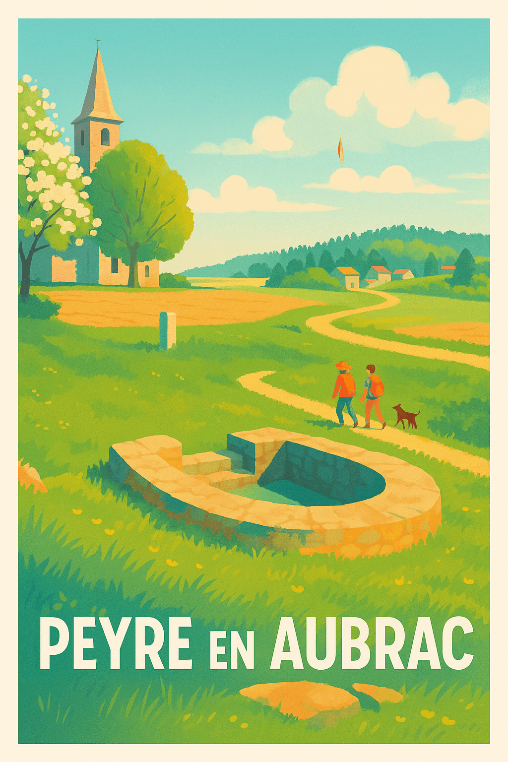 Lozère France Pas de Cadre / 20 × 30cm Affiche de Peyre en Aubrac - Balade bucolique en pleine nature