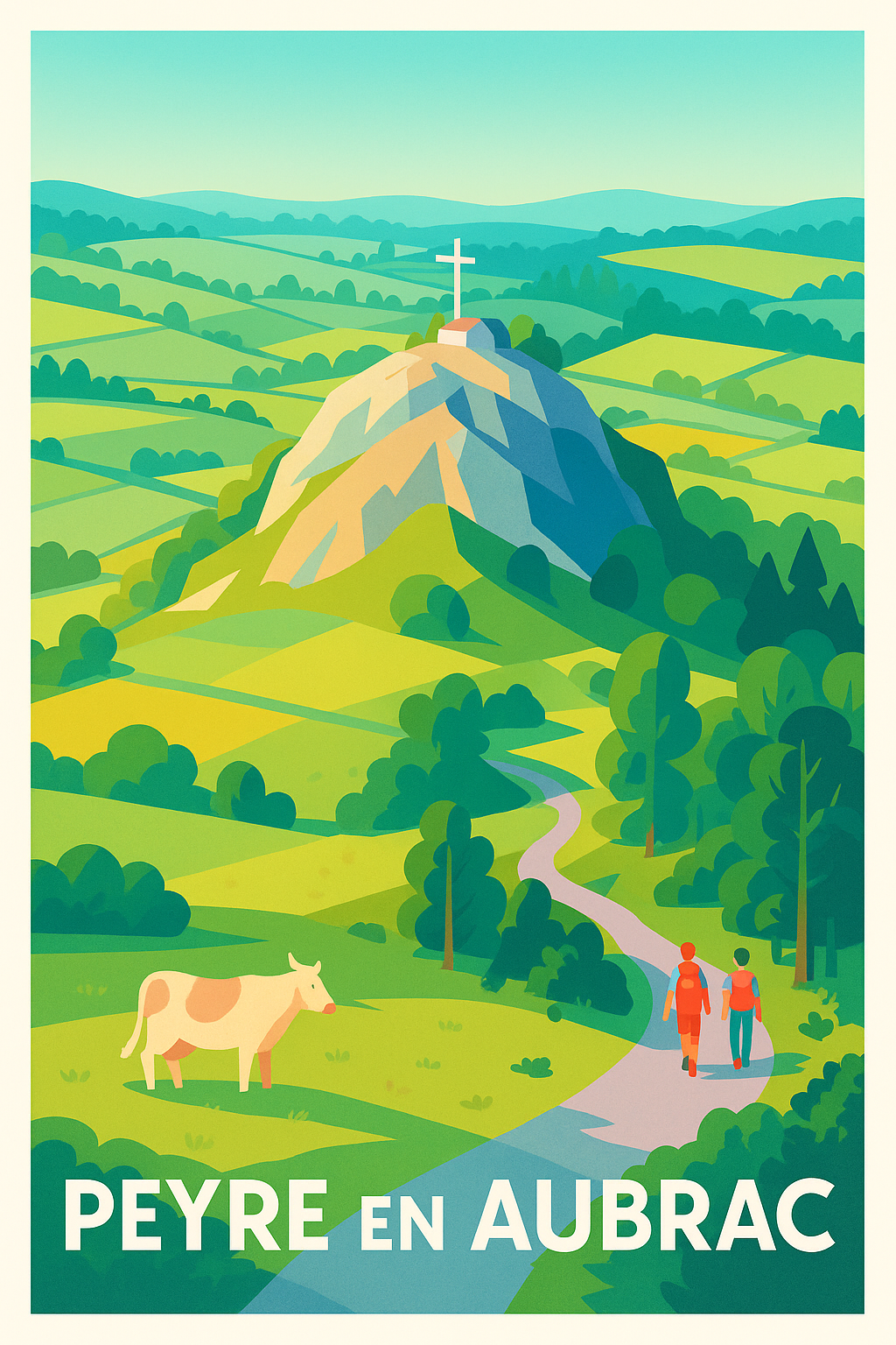 Lozère France Pas de Cadre / 20 × 30cm Affiche de Peyre en Aubrac - Évasion et Nature Authentique