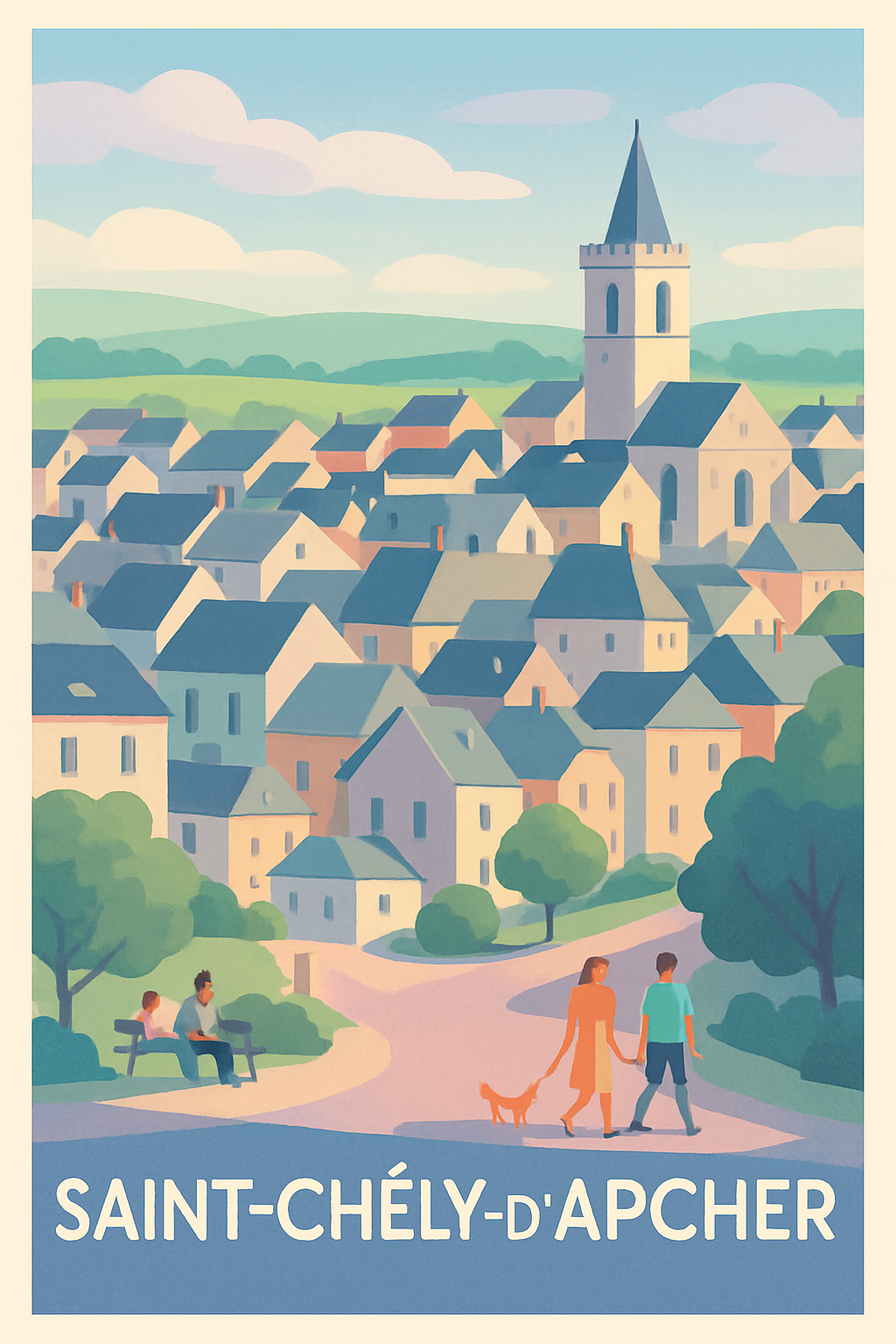 Lozère France Pas de Cadre / 20 × 30cm Affiche de Saint-Chély-d'Apcher - Village paisible et charme authentique