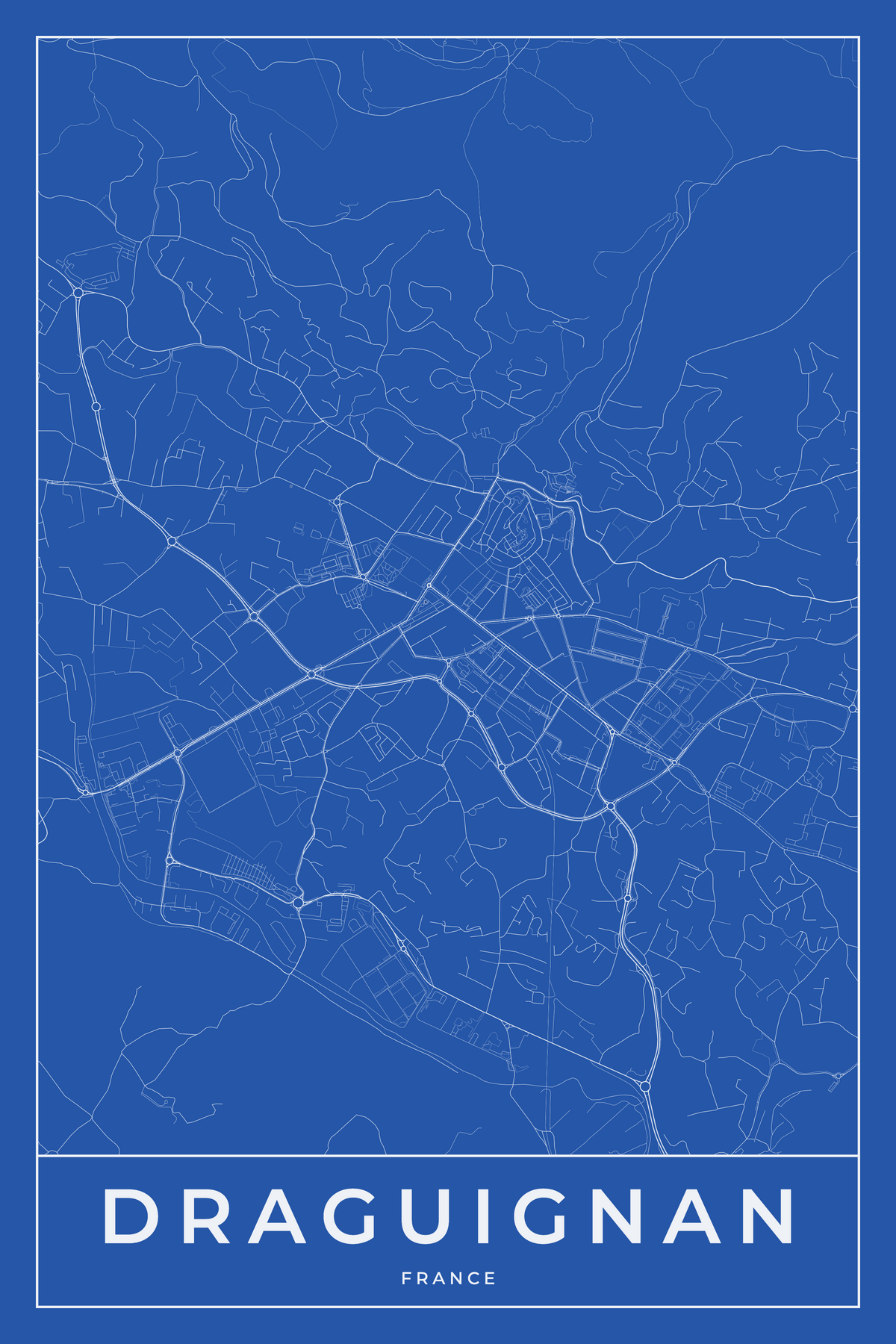 Carte de Draguignan bleue - Affiche personnalisée
