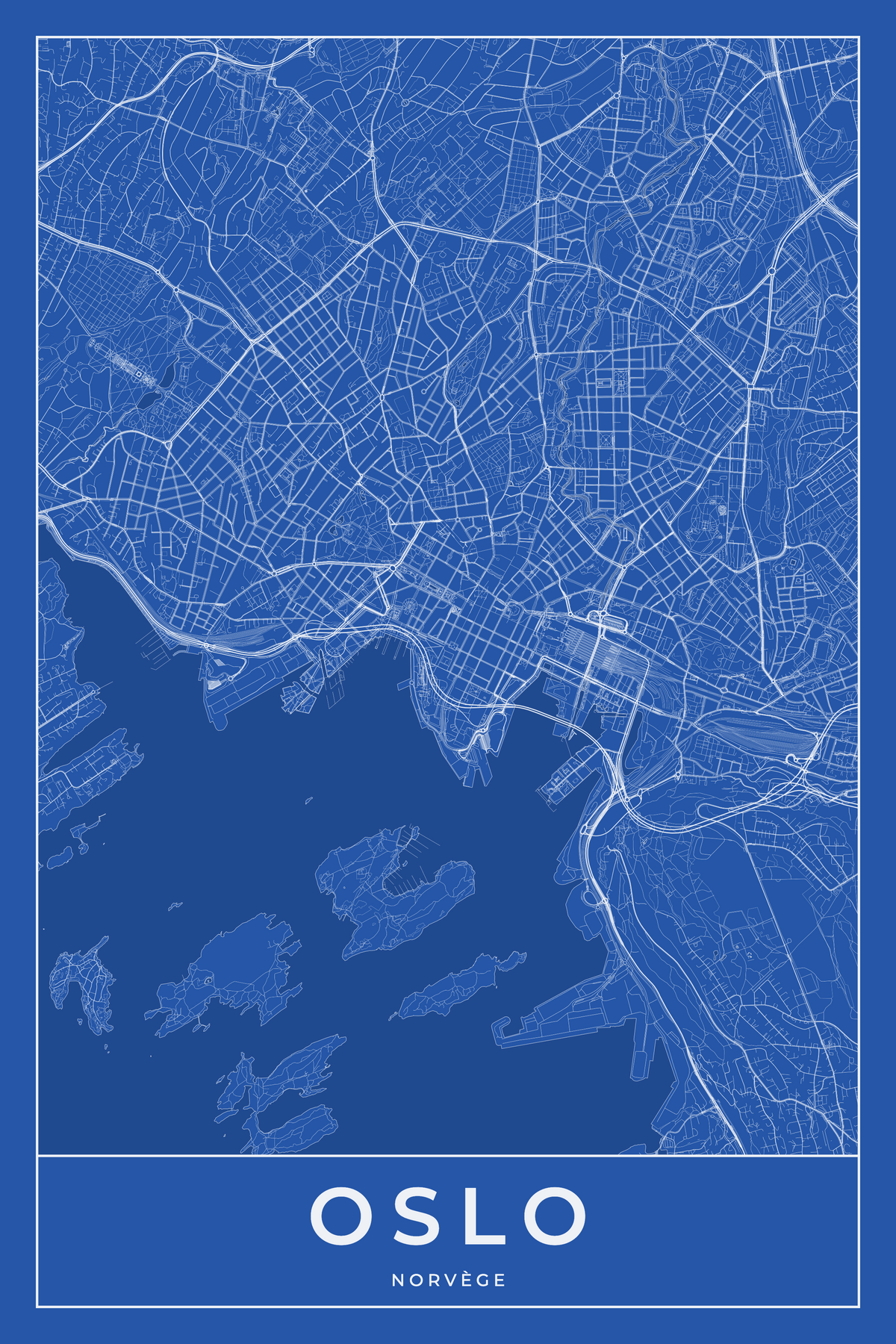 Carte d'Oslo bleue - Affiche personnalisée