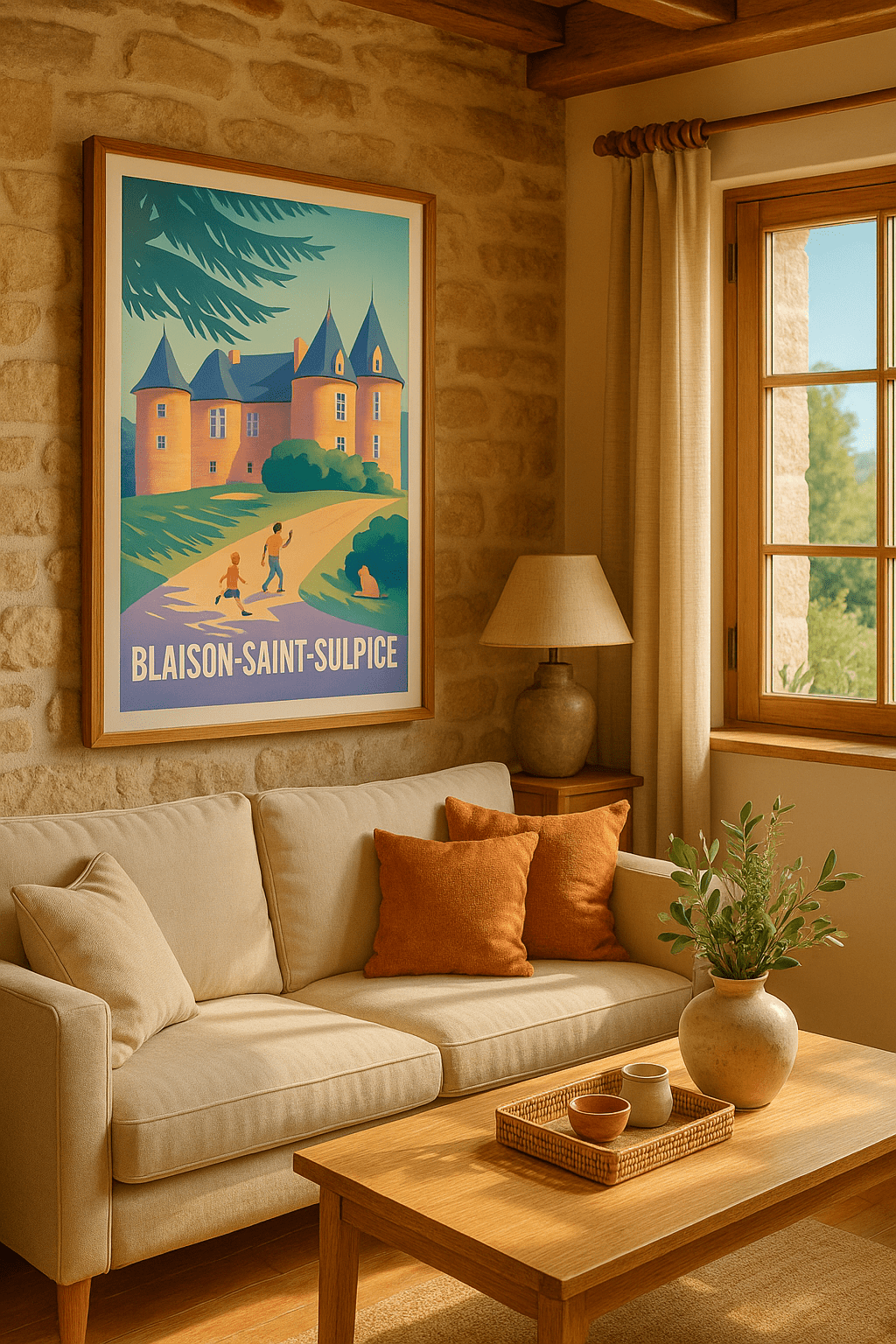 Maine-et-Loire France Affiche de Blaison-Saint-Sulpice - Charme et sérénité au château