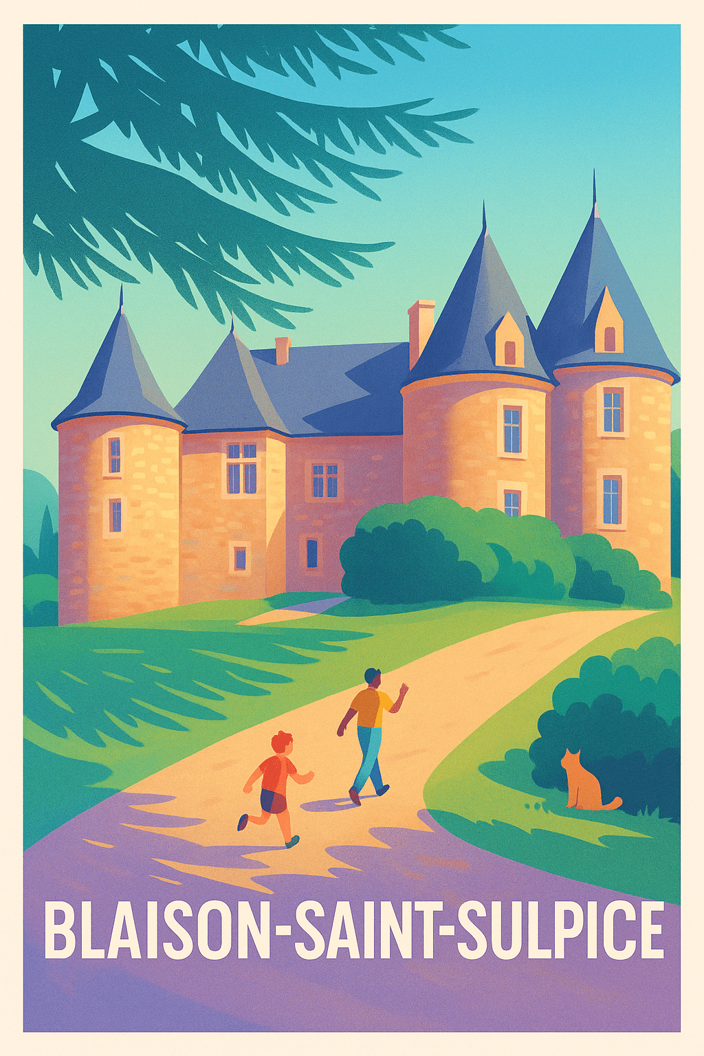 Affiche Blaison-Saint-Sulpice — Charme et sérénité au château · poster d'art de Blaison-Saint-Sulpice