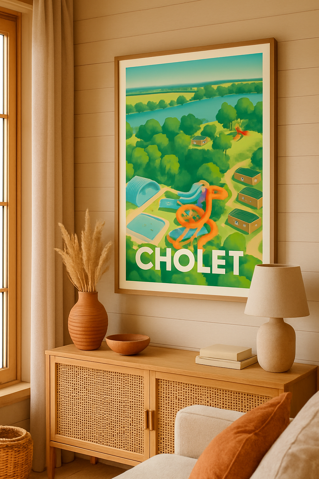 Maine-et-Loire France Affiche de Cholet - Évasion aquatique et nature en couleurs