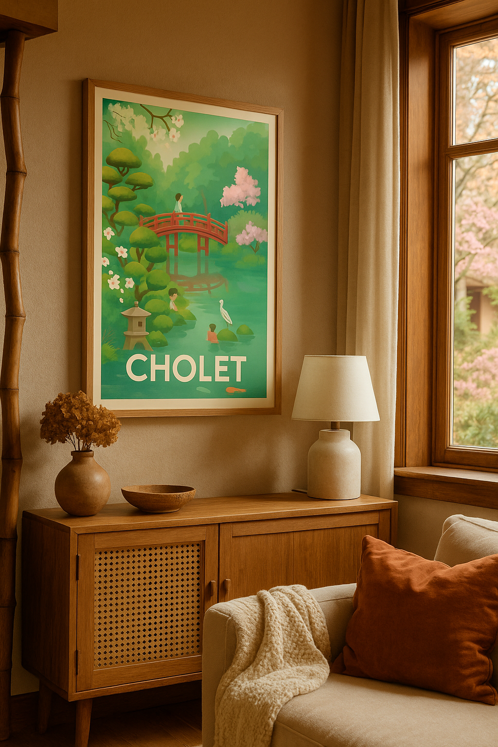 Maine-et-Loire France Affiche de Cholet - Sérénité et nature japonaise au cœur de la ville