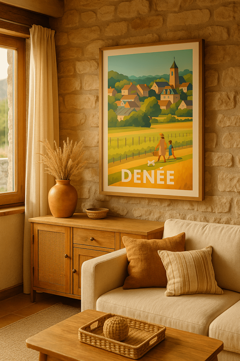 Maine-et-Loire France Affiche de Denée - Charme bucolique au cœur de la campagne