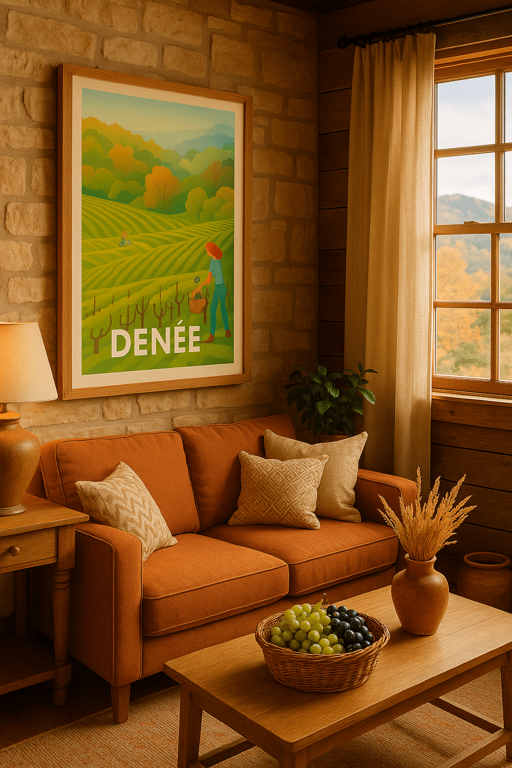 Affiche Denée — Charme bucolique et douceur de la vigne · poster d'art de Denée