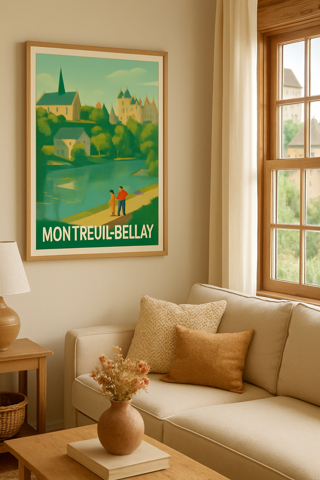 Maine-et-Loire France Affiche de Montreuil-Bellay - Charme paisible entre château et rivière