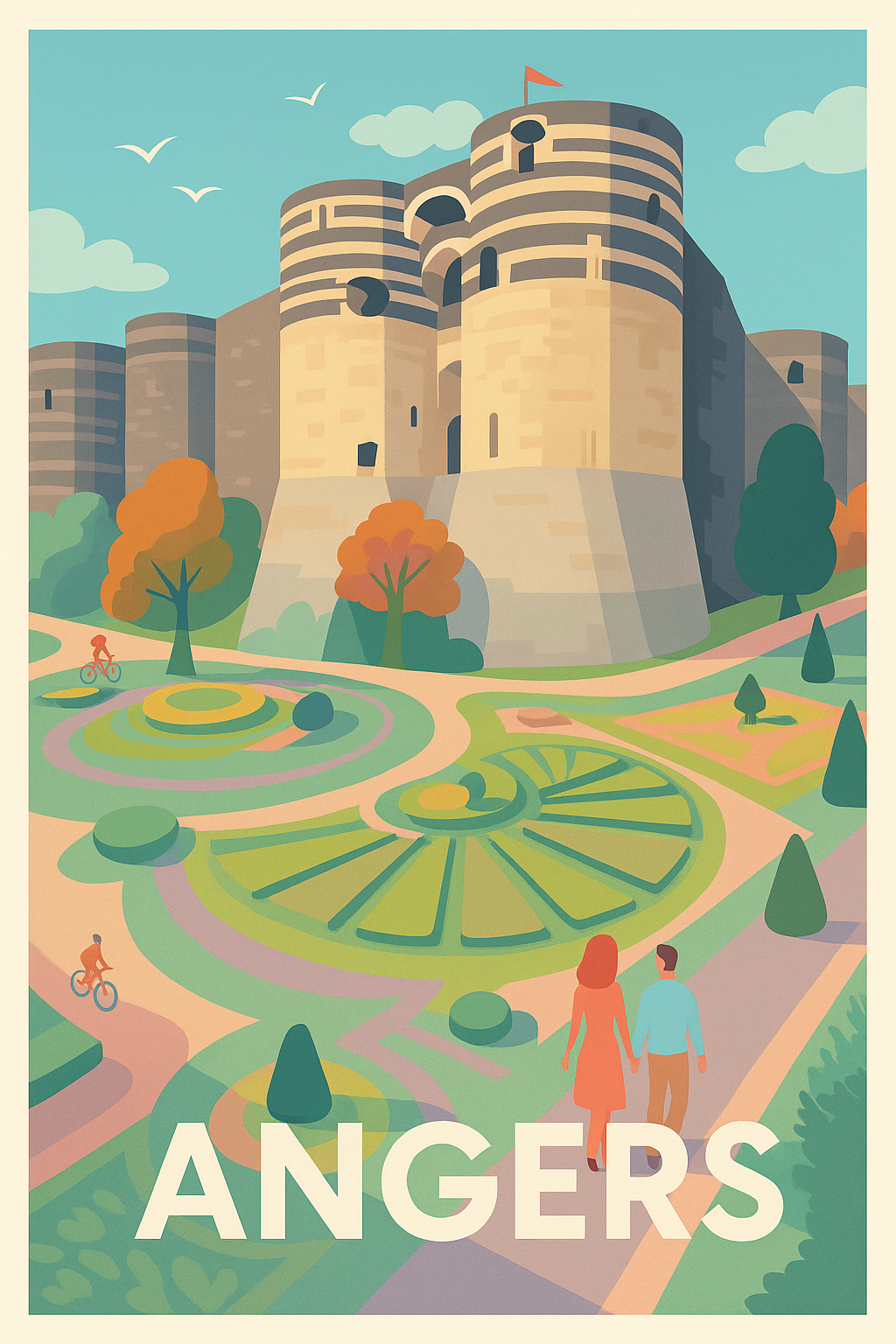 Affiche Angers — L'élégance historique au cœur du jardin · poster d'art de Angers