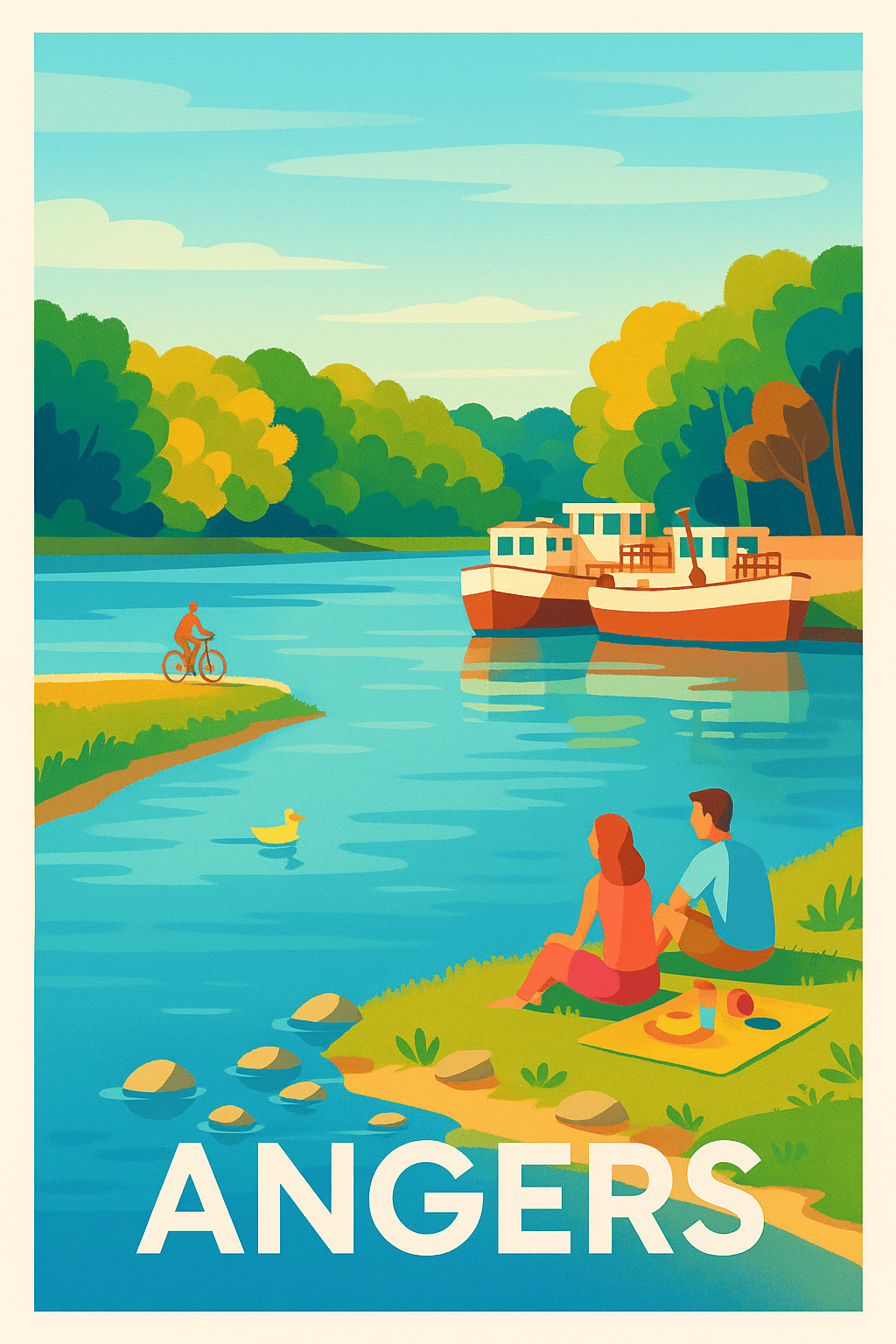 Affiche Angers — Douceur au fil de l'eau · poster d'art de Angers