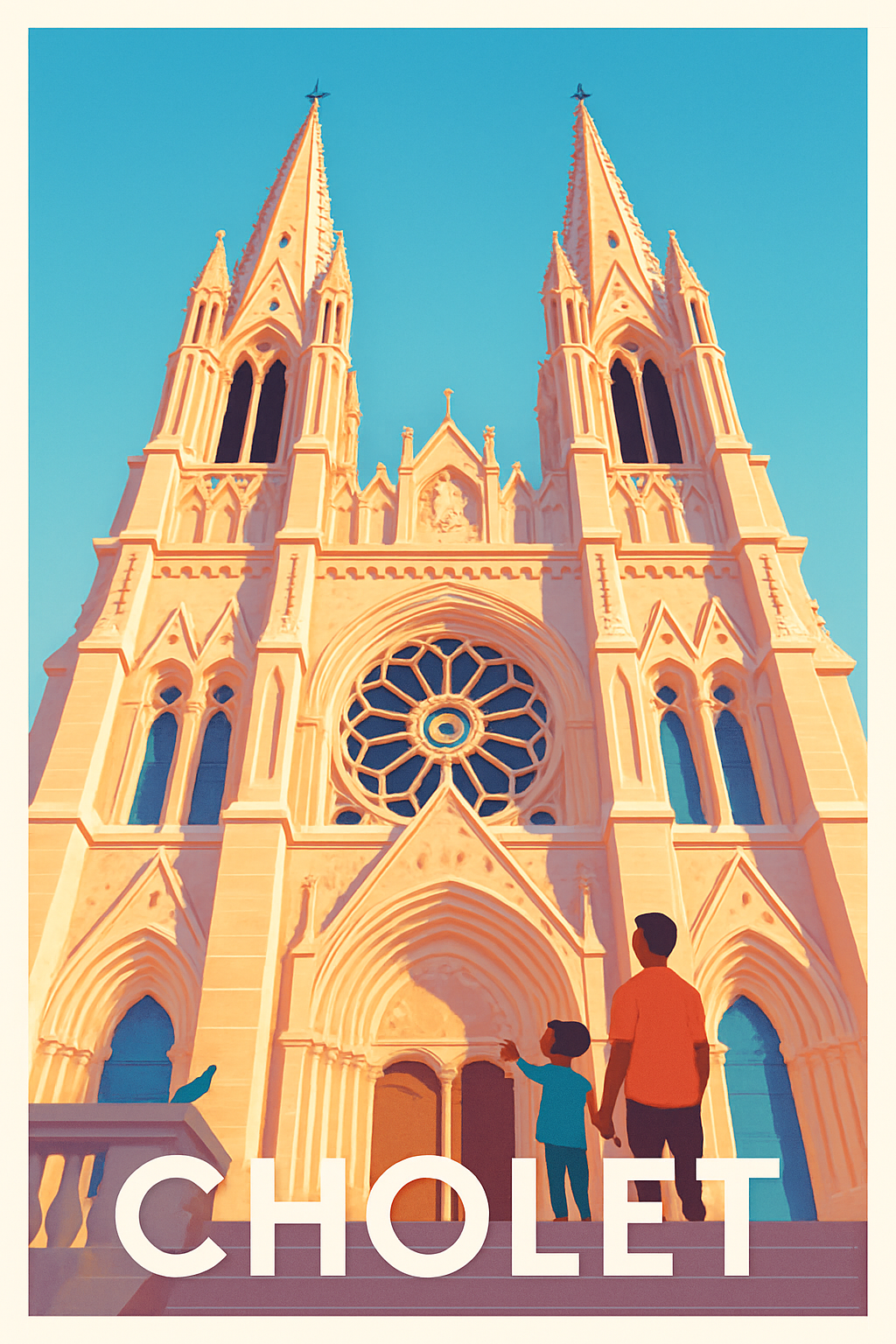 Maine-et-Loire France Pas de Cadre / 20 × 30cm Affiche de Cholet - Un trésor architectural à découvrir