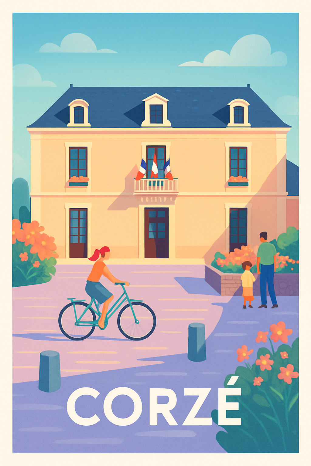 Maine-et-Loire France Pas de Cadre / 20 × 30cm Affiche de Corzé - Douceur de vie à la mairie