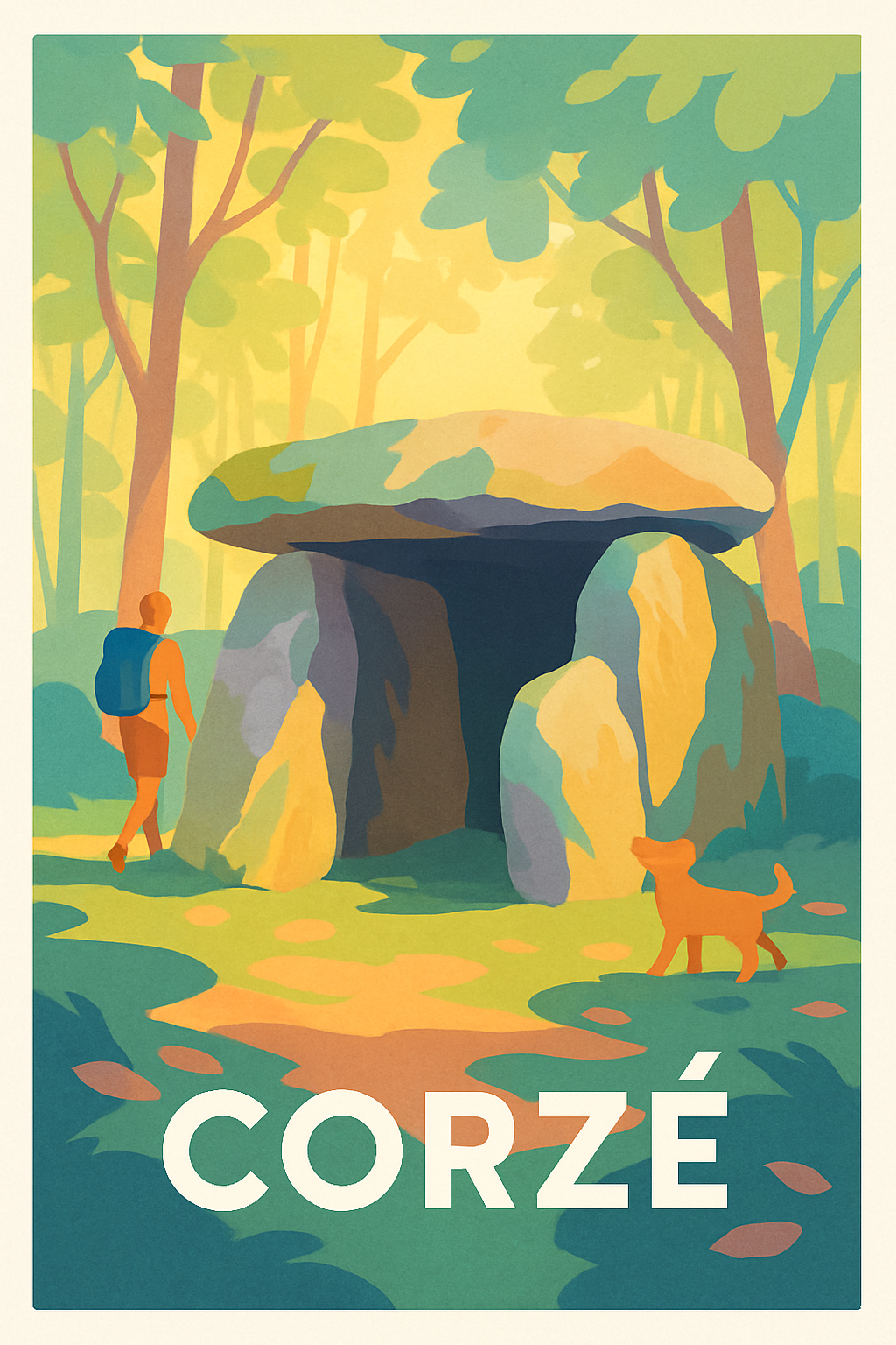 Maine-et-Loire France Pas de Cadre / 20 × 30cm Affiche de Corzé - Trésors préhistoriques en pleine nature