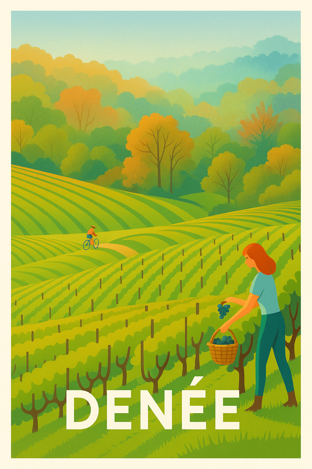 Affiche Denée — Charme bucolique et douceur de la vigne · poster d'art de Denée