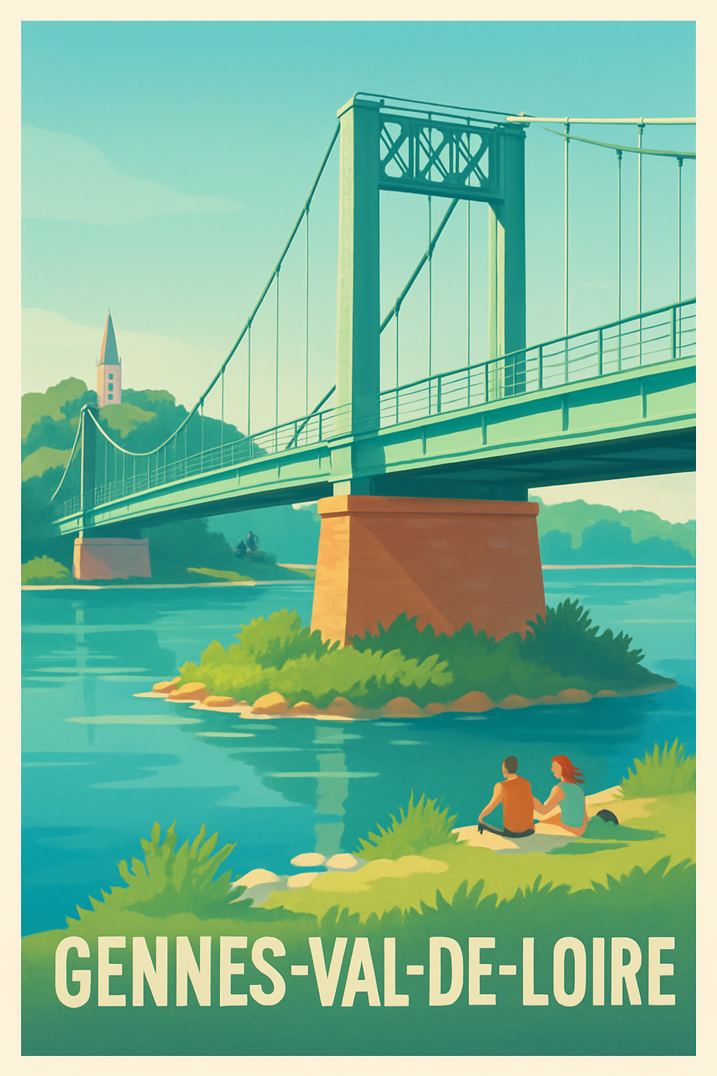 Affiche Gennes-Val-de-Loire — Évasion au fil de la Loire · poster d'art de Gennes-Val-de-Loire