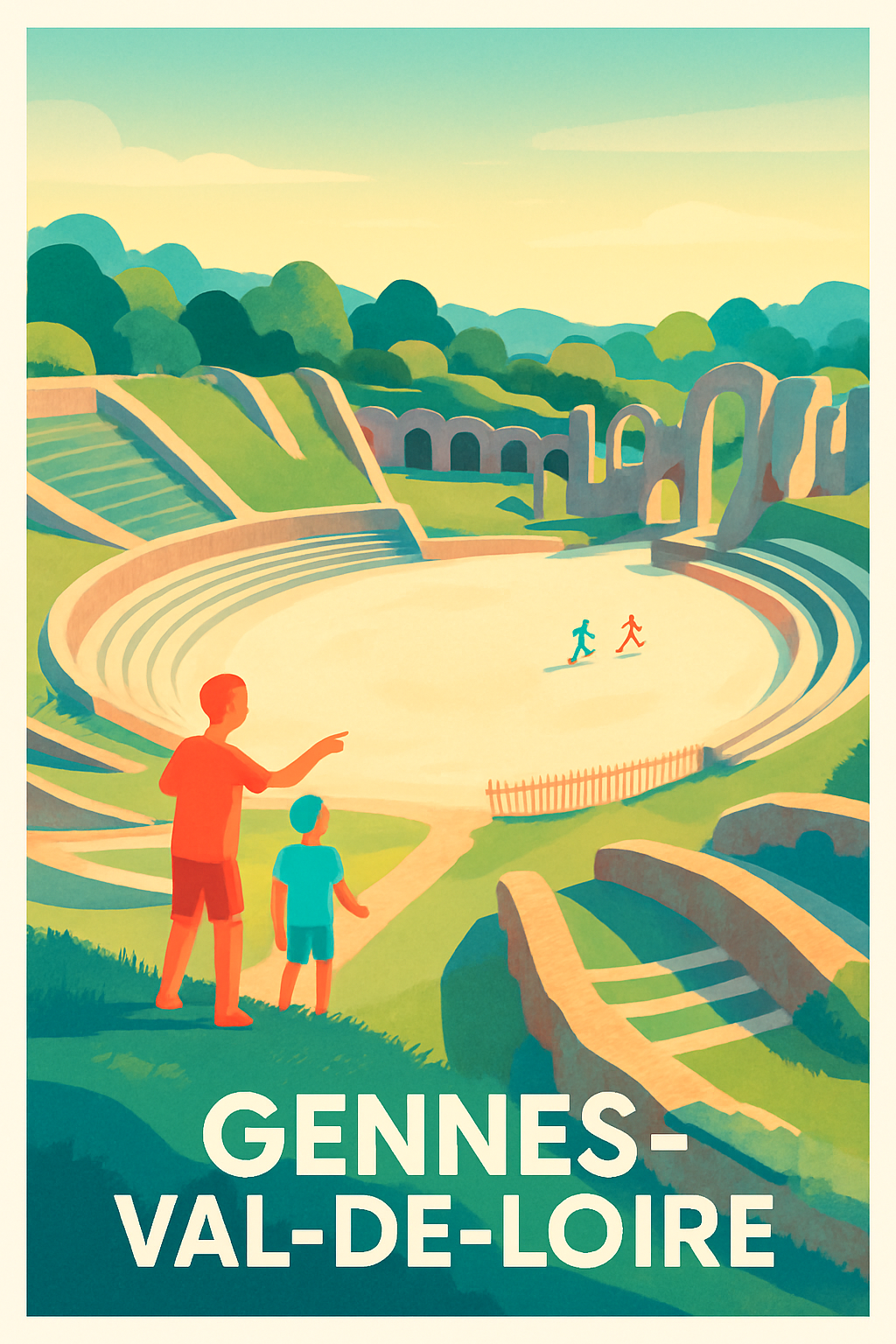 Maine-et-Loire France Pas de Cadre / 20 × 30cm Affiche de Gennes-Val-de-Loire - L'Antiquité en lumière