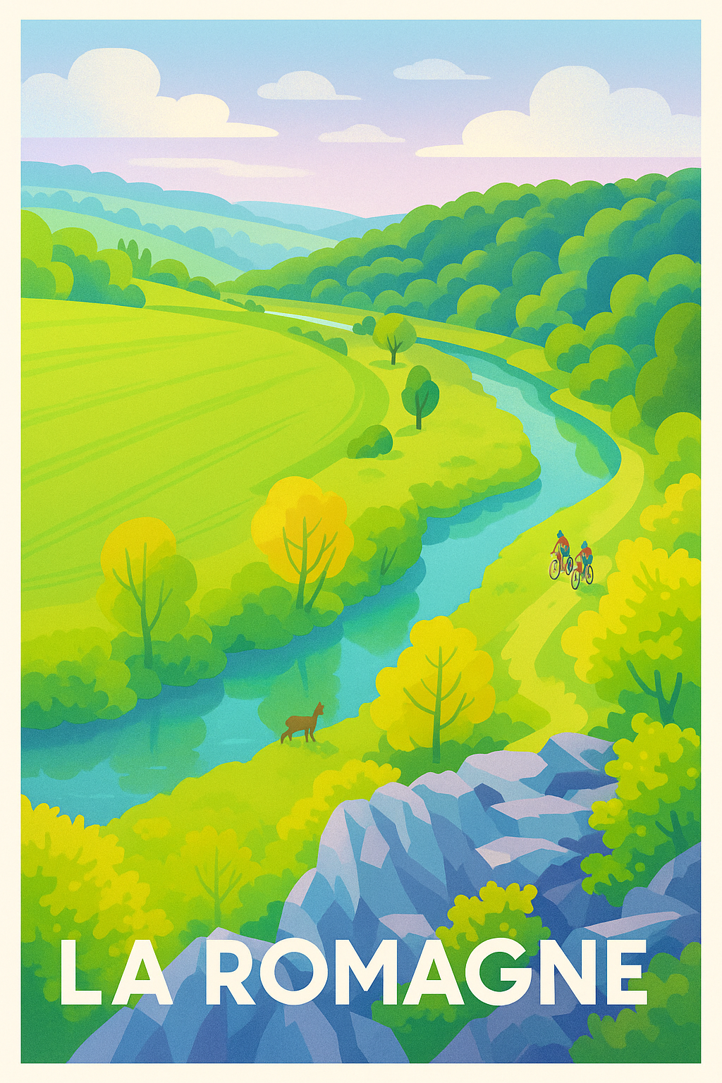 Maine-et-Loire France Pas de Cadre / 20 × 30cm Affiche de La Romagne - Échappée verte au cœur de la nature