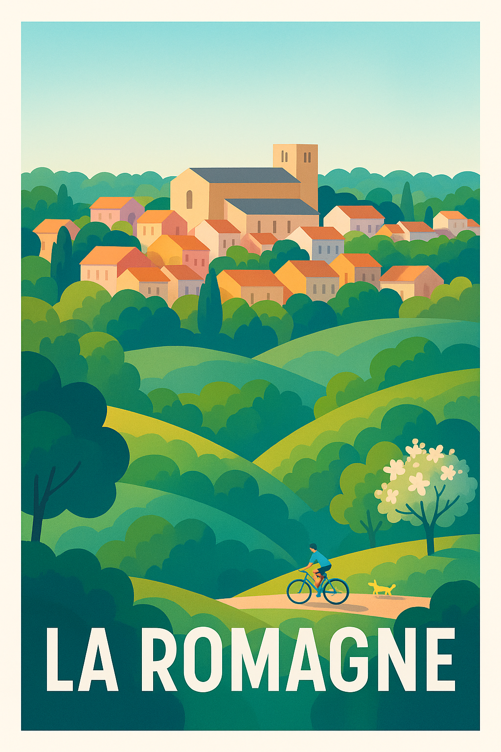 Maine-et-Loire France Pas de Cadre / 20 × 30cm Affiche de La Romagne - Évasion bucolique et douceur de vivre