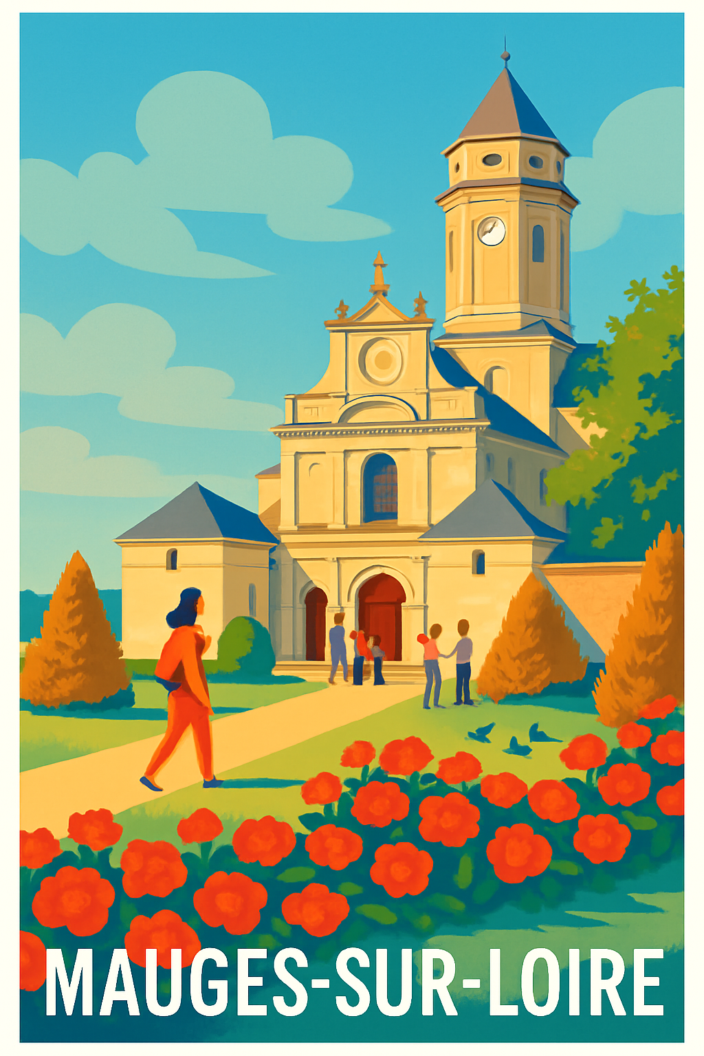 Maine-et-Loire France Pas de Cadre / 20 × 30cm Affiche de Mauges-sur-Loire - Charme historique au cœur des fleurs