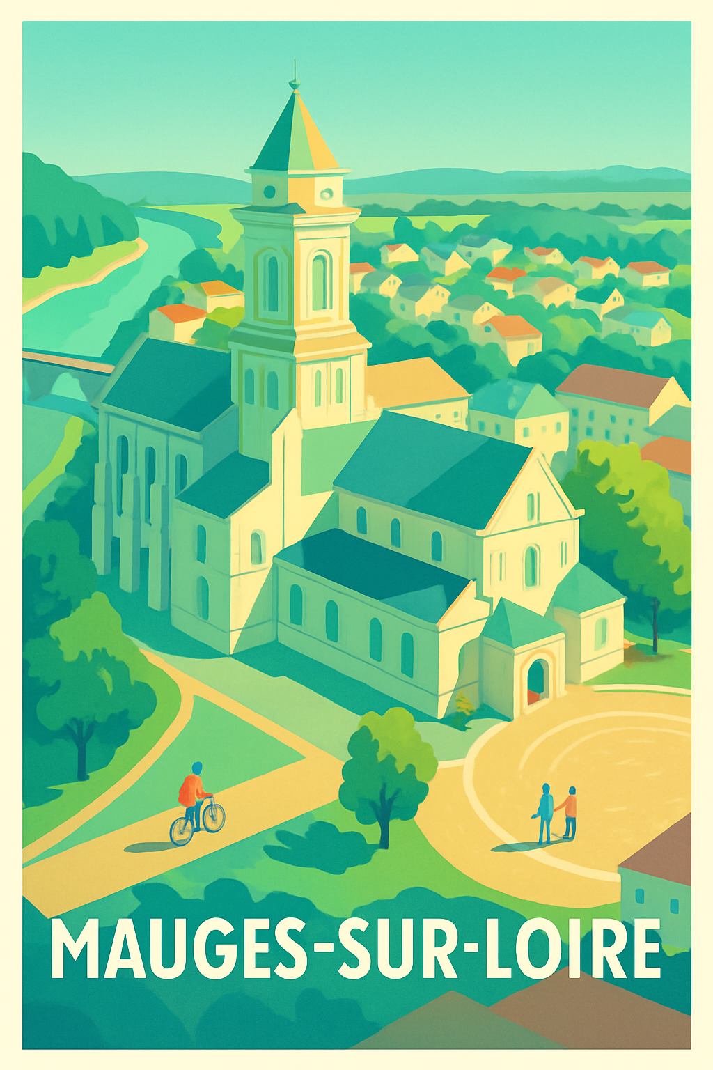Maine-et-Loire France Pas de Cadre / 20 × 30cm Affiche de Mauges-sur-Loire - Charme paisible et architecture emblématique