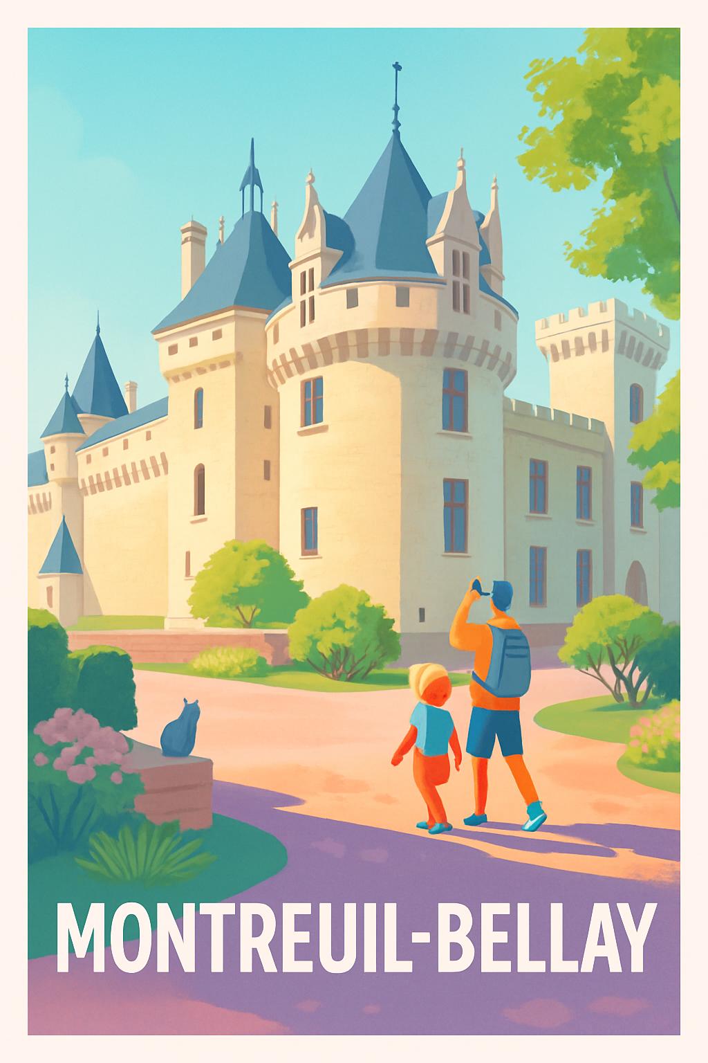Maine-et-Loire France Pas de Cadre / 20 × 30cm Affiche de Montreuil-Bellay - Charme et Histoire au Château