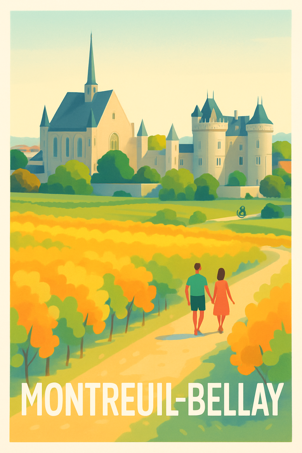 Maine-et-Loire France Pas de Cadre / 20 × 30cm Affiche de Montreuil-Bellay - Escapade Romantique au Château