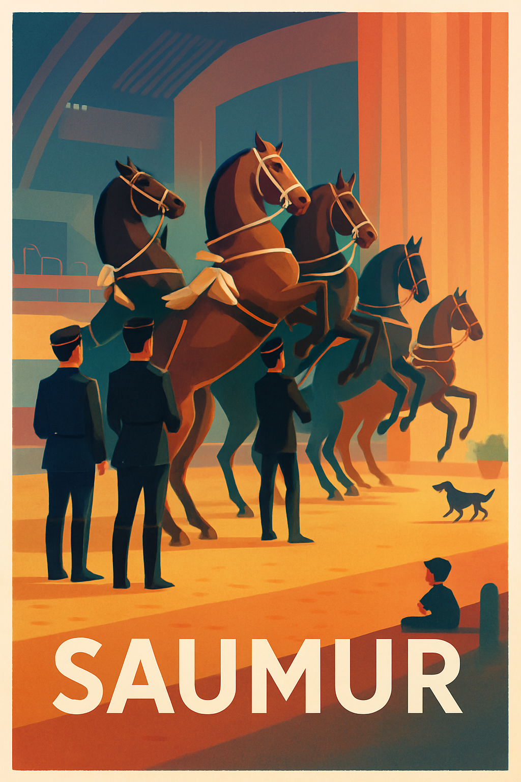 Maine-et-Loire France Pas de Cadre / 20 × 30cm Affiche de Saumur - L'élégance équestre au rendez-vous