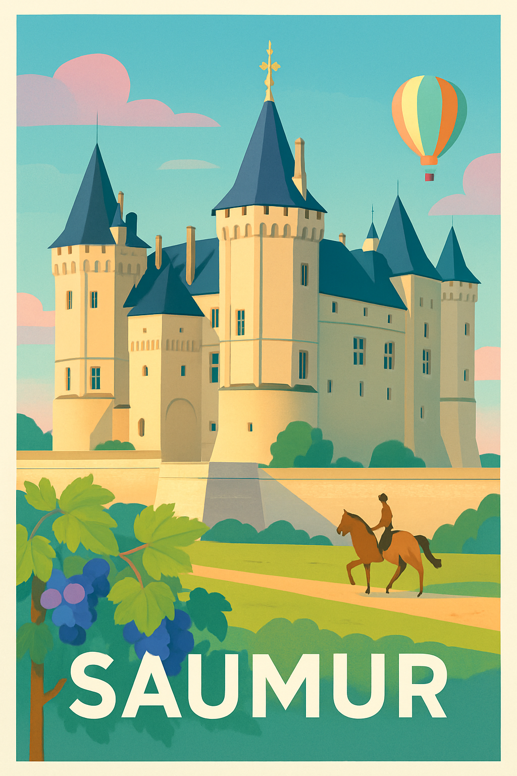 Maine-et-Loire France Pas de Cadre / 20 × 30cm Affiche de Saumur - L'élégance et le charme de la vallée de la Loire