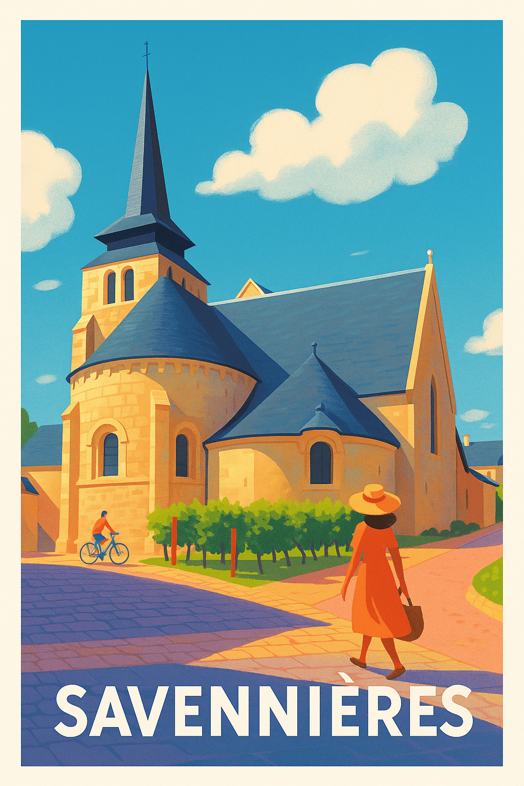 Maine-et-Loire France Pas de Cadre / 20 × 30cm Affiche de Savennières - Charme et sérénité au cœur du vignoble
