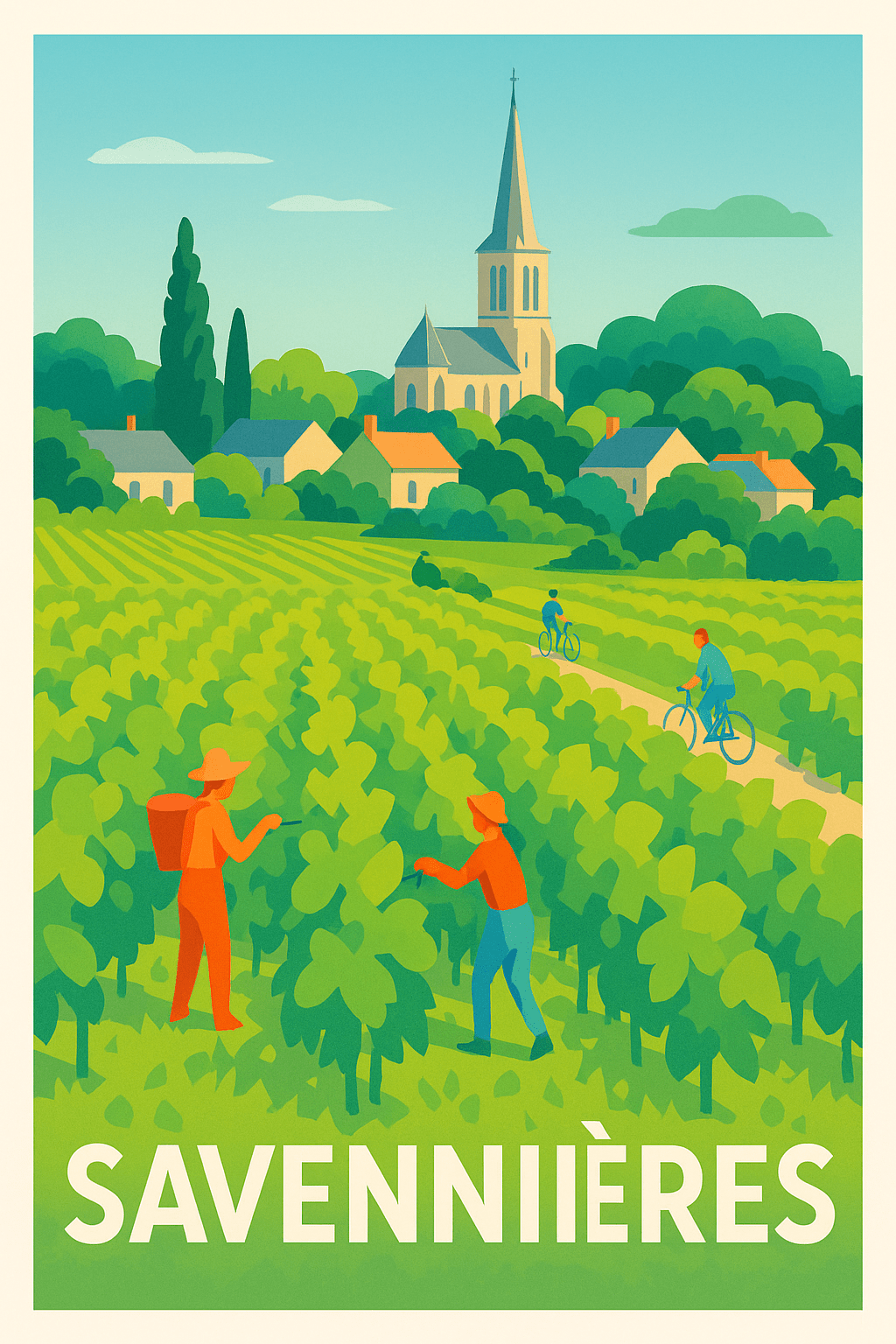 Maine-et-Loire France Pas de Cadre / 20 × 30cm Affiche de Savennieres - Charme viticole et douceur de vivre