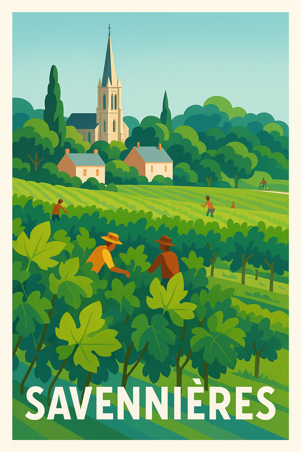 Maine-et-Loire France Pas de Cadre / 20 × 30cm Affiche de Savennières - La douceur des vignobles ligériens