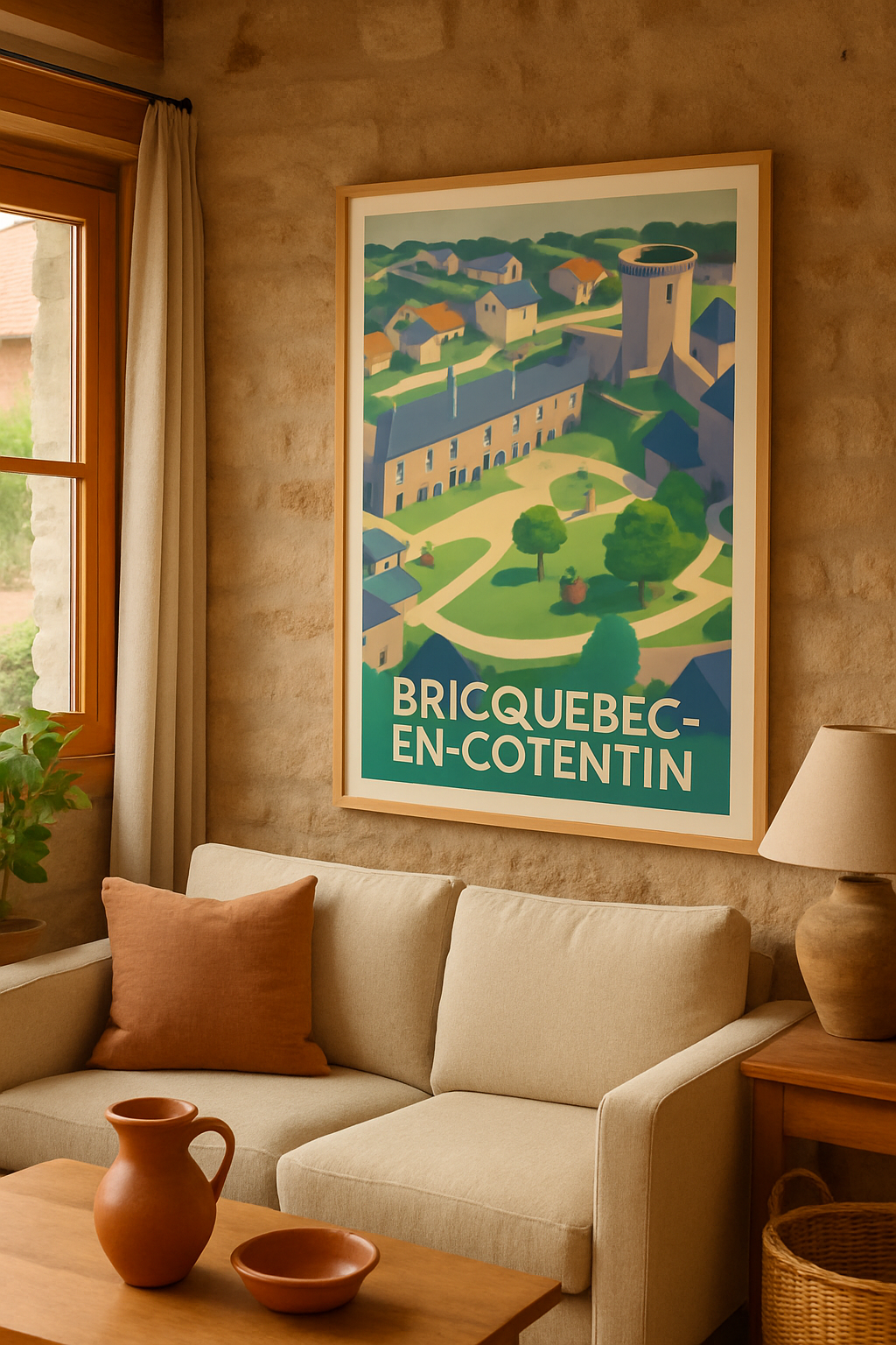 Affiche Bricquebec-en-Cotentin — Charme et histoire normands · poster d'art de Bricquebec-en-Cotentin