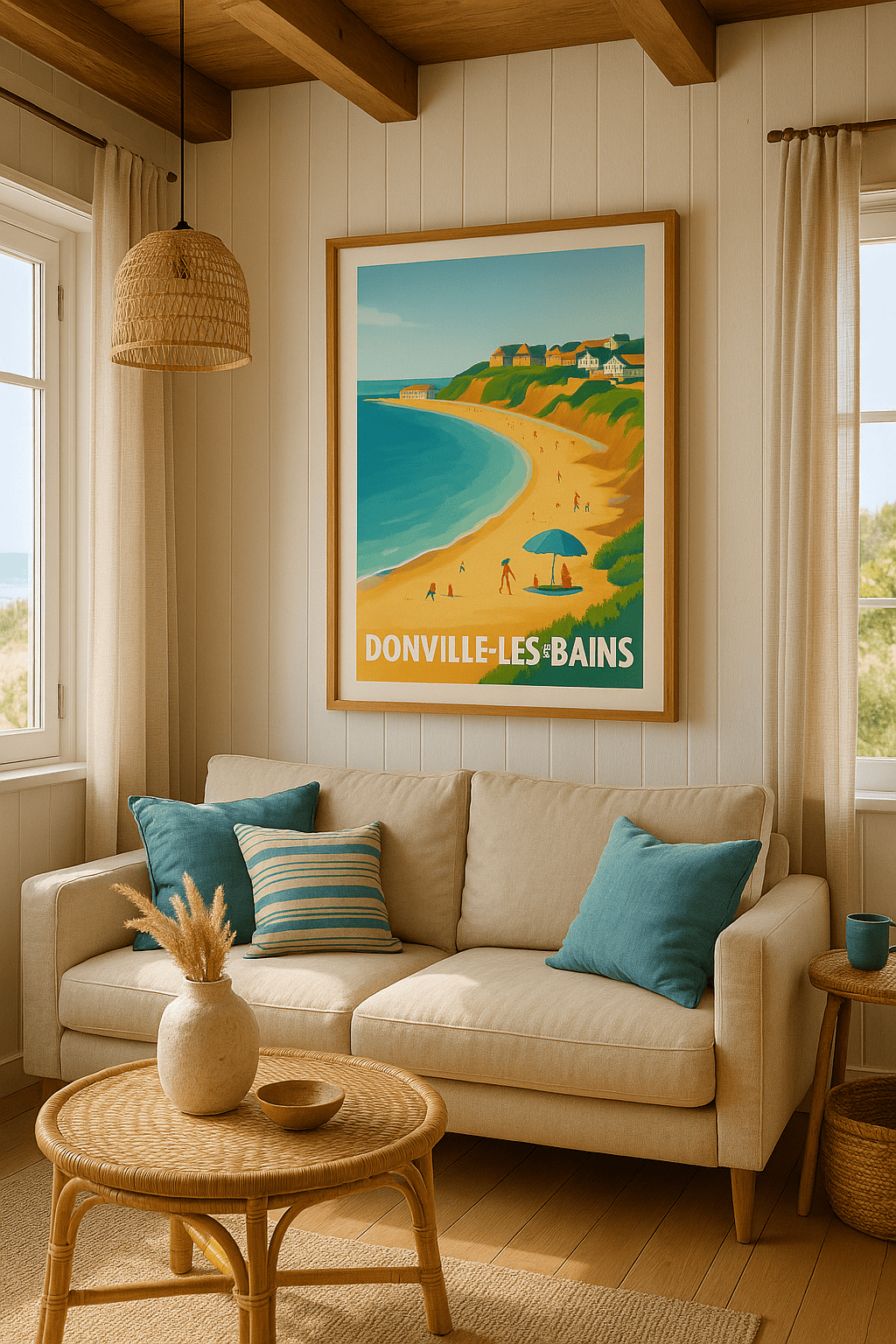 Affiche Donville-les-Bains — Charme balnéaire et douceur de vivre · poster d'art de Donville-les-Bains