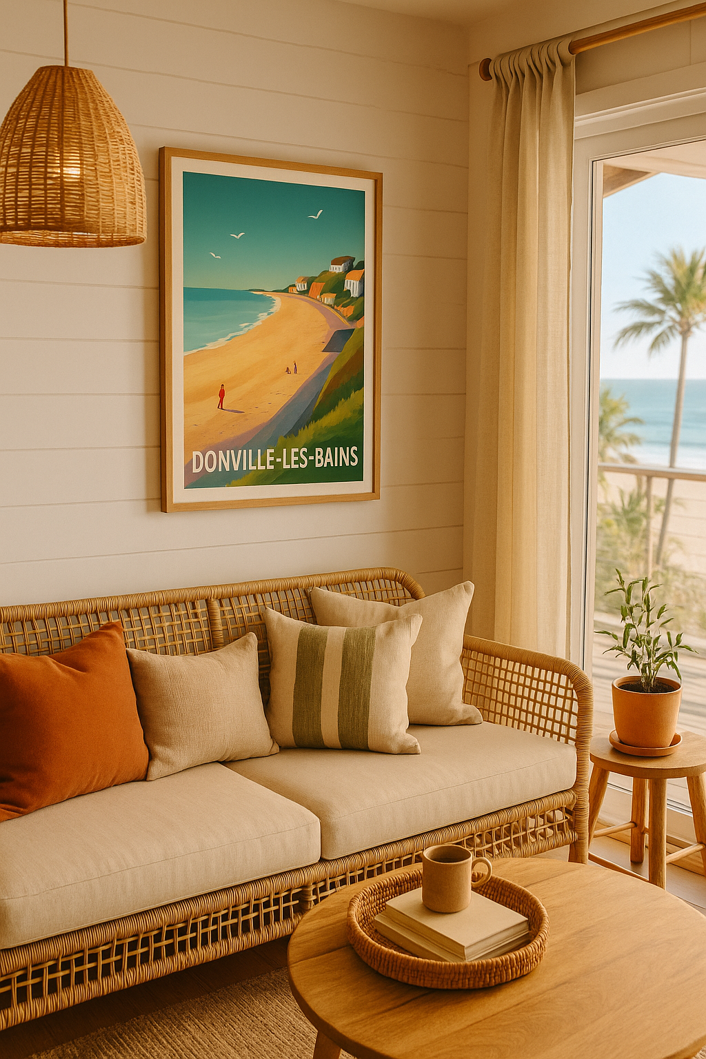 Affiche Donville-les-Bains — Échappée balnéaire en bord de mer · poster d'art de Donville-les-Bains