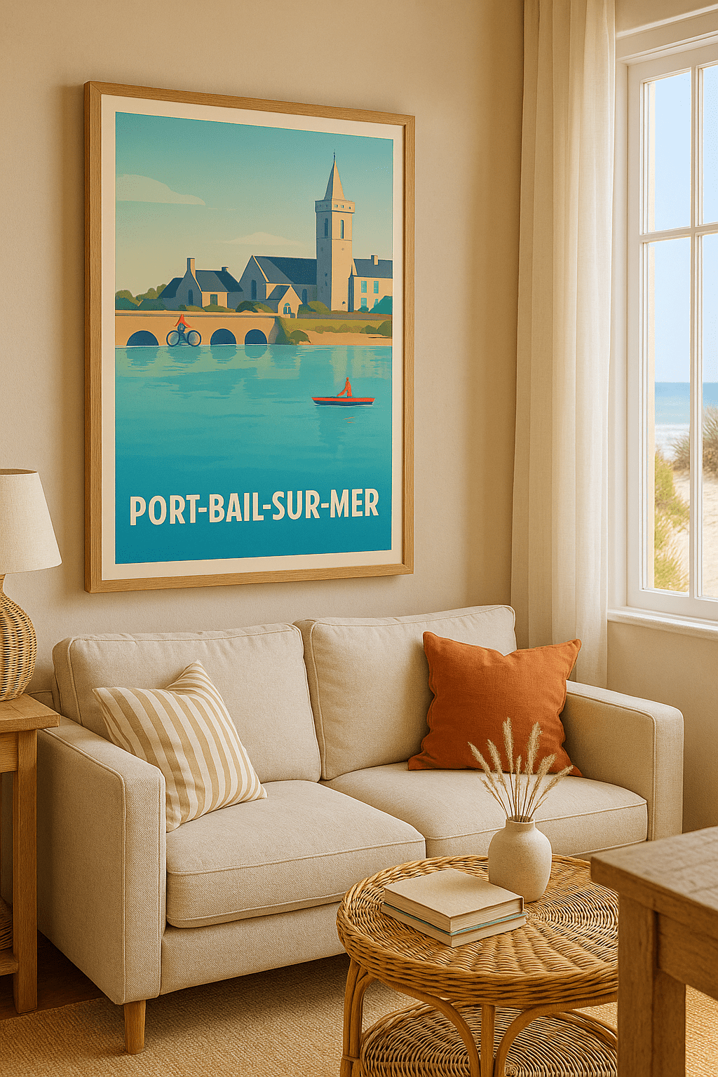 Affiche Port-Bail-sur-Mer — Charme paisible au bord de l'eau · poster d'art de Port-Bail-sur-Mer
