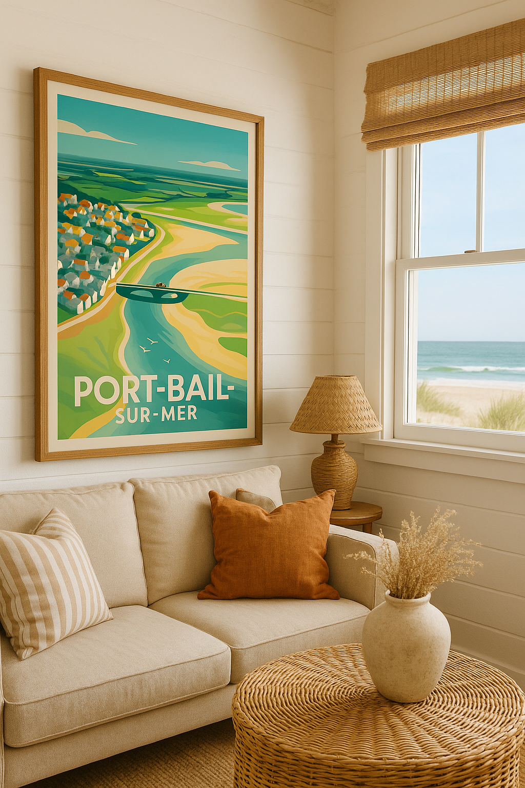 Manche France Affiche de Port-Bail-sur-Mer - Évasion et sérénité côtière
